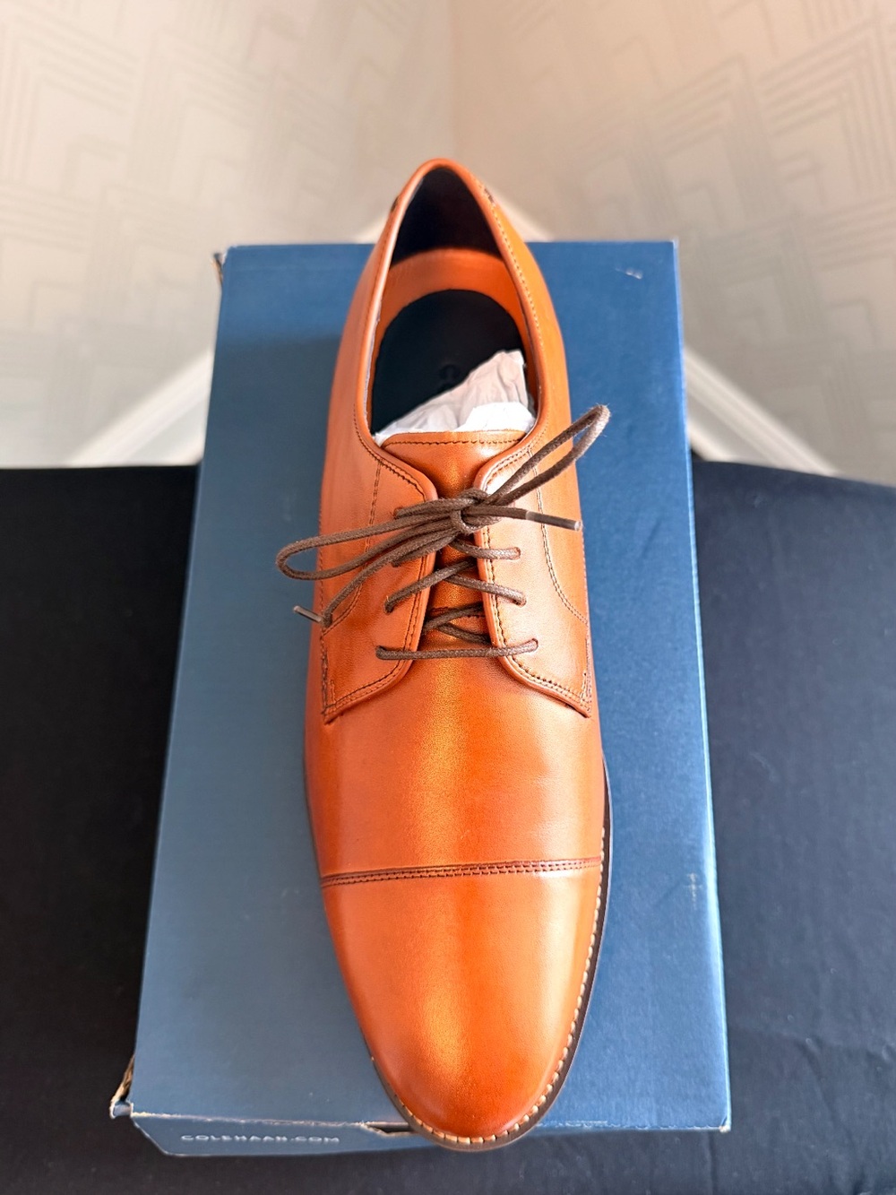 Cole Haan Men’s British Tan Leather Cap-Toe Derby - Picture 3 of 6
